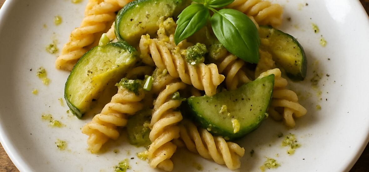 KETO fusilli s cuketou a citronovým pestem